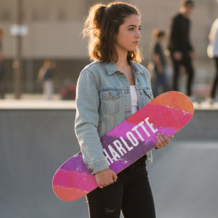 Rainbow Stripes Custom Personalized Name Skateboard