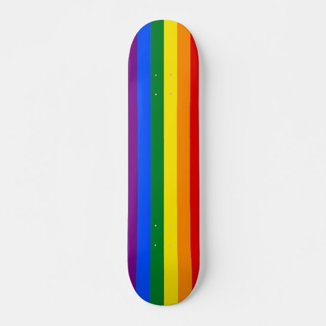 Rainbow stripes Custom Skateboard (Front)