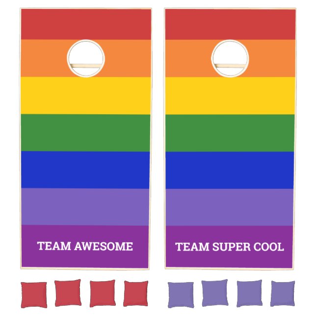 Rainbow Stripes Custom Team Names Cornhole Set (Set)