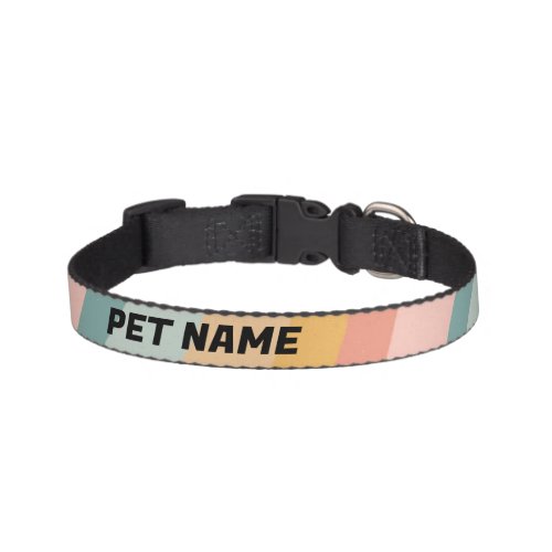Rainbow Stripes Customized Cat Dog Name Colorful  Pet Collar