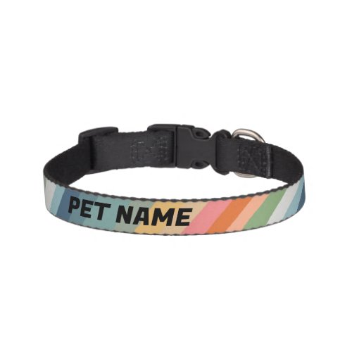 Rainbow Stripes Customized Cat Dog Name Colorful  Pet Collar