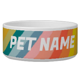 Rainbow Stripes Customized Dog Pet Water Food Bowl