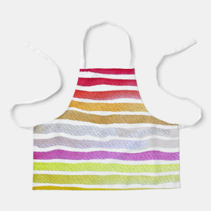 Rainbow stripes cute watercolor apron