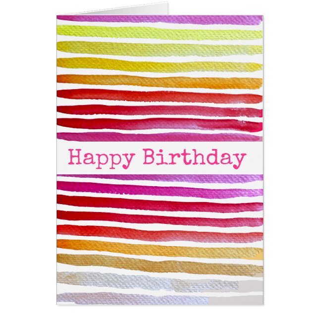 Rainbow stripes cute watercolor cards (Front)