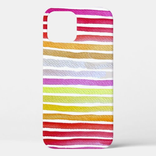 Rainbow stripes cute watercolor iPhone 12 case