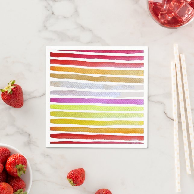 Rainbow stripes cute watercolor napkins (Insitu)