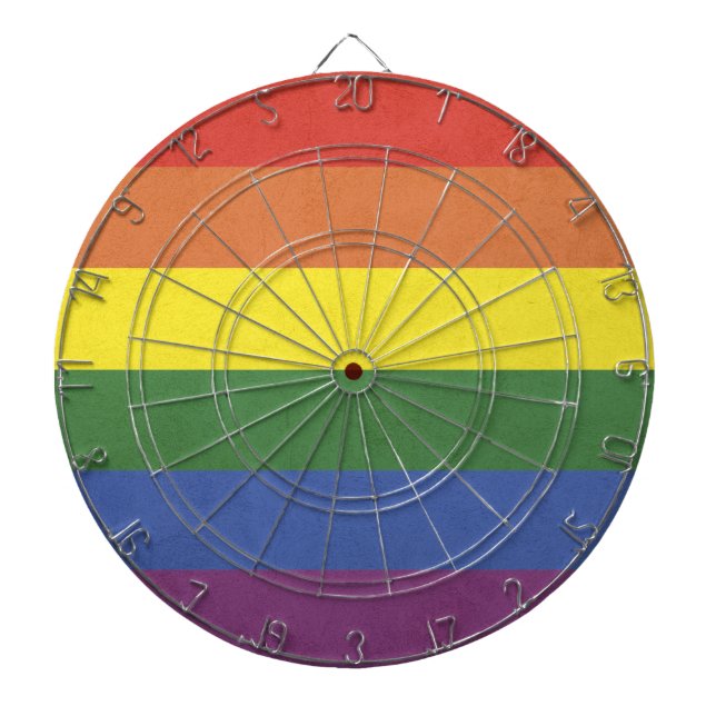 Rainbow stripes dartboard with darts (Front)