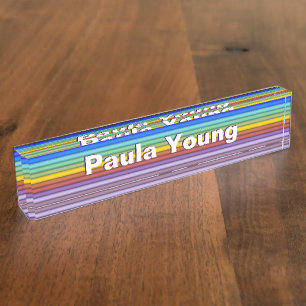 Rainbow Stripes Desk Name Plate