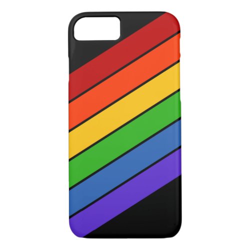 Rainbow Stripes Diagonal Black iPhone 87 Case