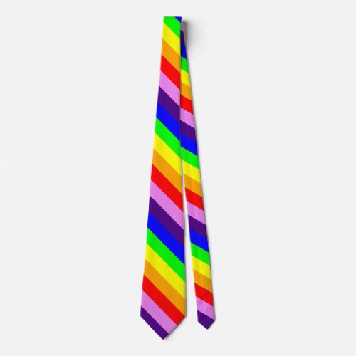 Rainbow Stripes Diagonal Classic Bright Colorful Neck Tie