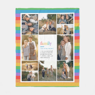 Rainbow Stripes Family Definition Photo Collage Fleece Blanket