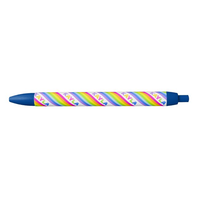 Rainbow stripes five letter name  pen (Front)