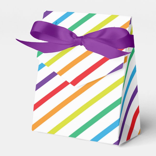 Rainbow Stripes Fun Birthday Party Favor Boxes (Front Side)