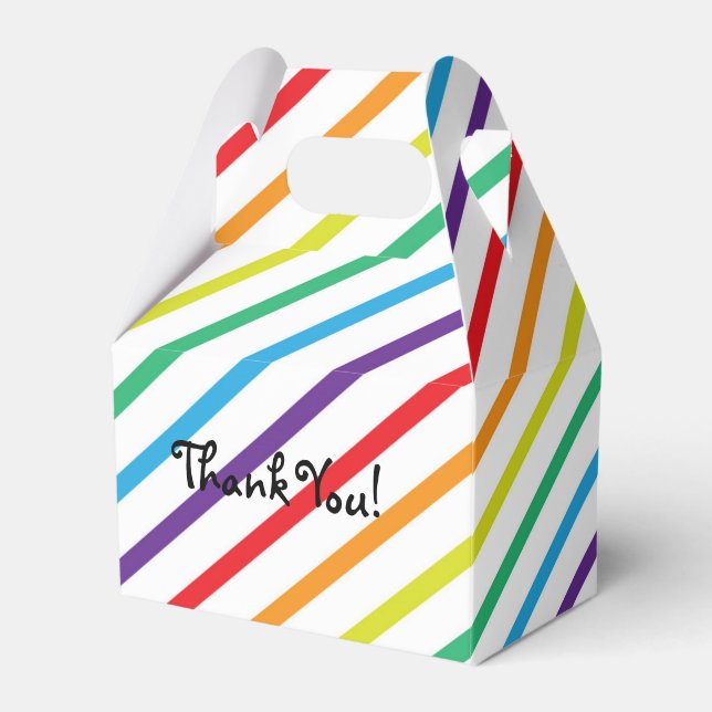 Rainbow Stripes Fun Birthday Party Favor Boxes (Front Side)