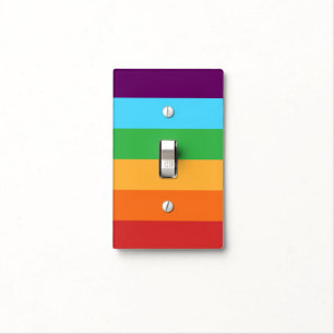 Rainbow Stripes Fun Bright Candy Birthday Party Light Switch Cover