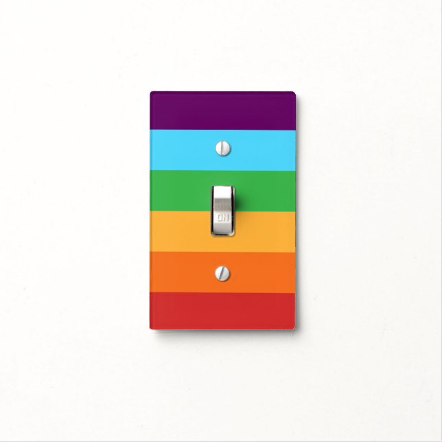 Rainbow Stripes Fun Bright Candy Birthday Party Light Switch Cover (In Situ)