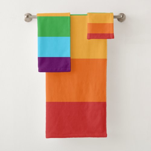 Rainbow Stripes Fun Bright Happy Candy Stripe Bath Towel Set