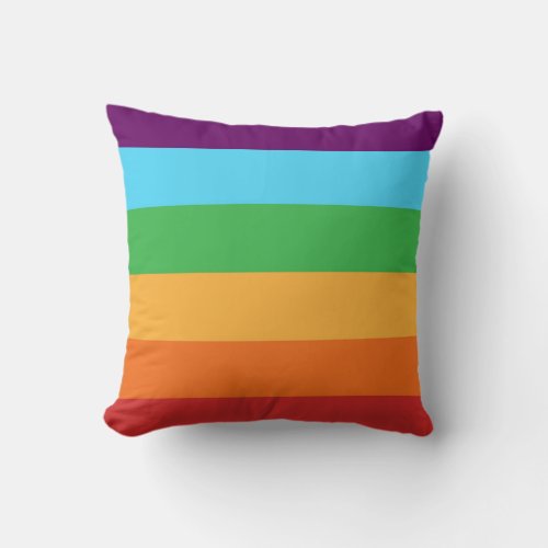 Rainbow Stripes Fun Bright Happy Candy Stripe Throw Pillow