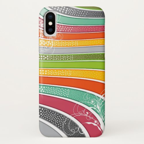 Rainbow Stripes Fun Swirls Sparkling Stars Casing iPhone X Case