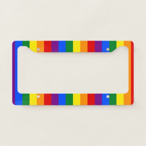 Rainbow Stripes Gay Pride Design License Plate Frame