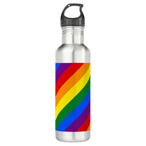 Rainbow Stripes Gay Pride Design Water Bottle