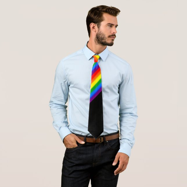 Rainbow Stripes Gay Pride DIY Color Neck Tie (In Situ)