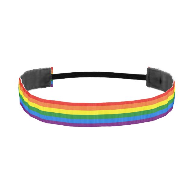 Rainbow Stripes Gay Pride LGBT Support Athletic Headband (Front)