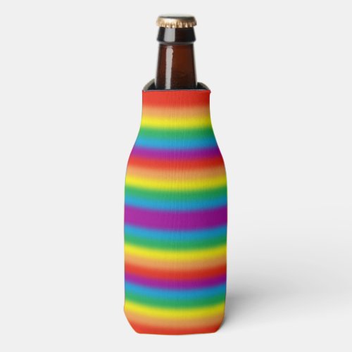 Rainbow Stripes Gay Pride LGBT Support Custom Bottle Cooler