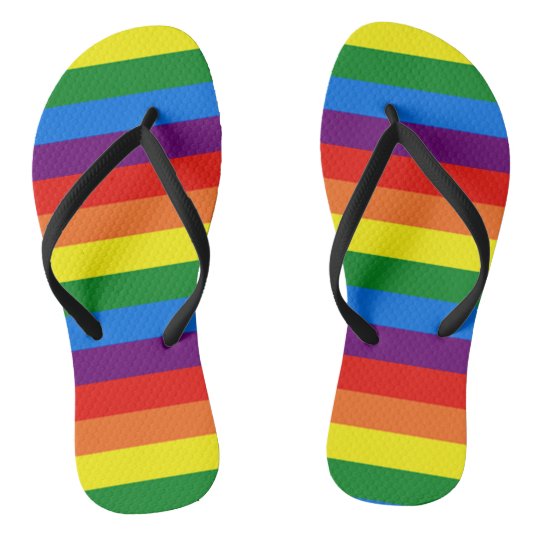 Rainbow Stripes Gay Pride LGBT Support Flip Flops | Zazzle.com
