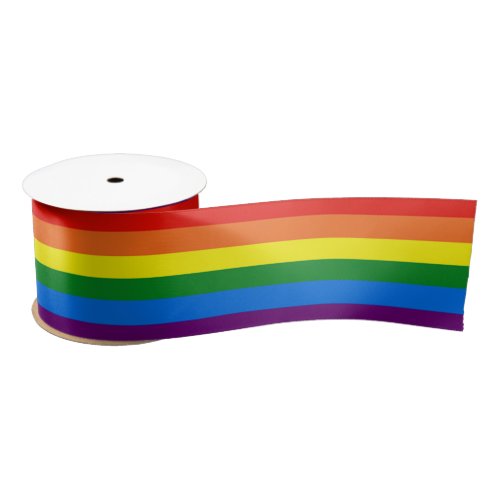 Rainbow Stripes Gay Pride LGBT Support Satin Ribbon
