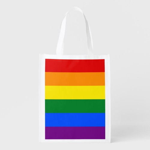 Rainbow Stripes Gay Pride Reusable Grocery Bag