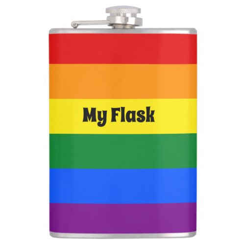 Rainbow Stripes Gay Pride Vinyl Wrapped Flask
