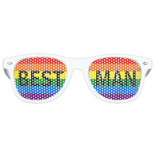 Rainbow Stripes Gay Wedding Party Shades Bestman