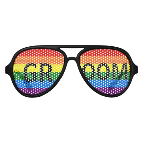 Rainbow Stripes Gay Wedding Party Shades Groom