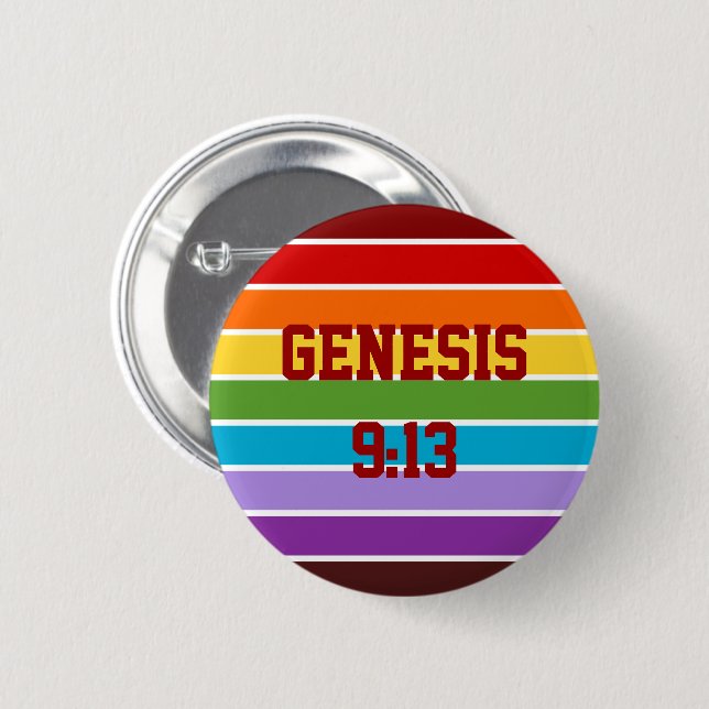 Rainbow Stripes, Genesis 9:13 Button (Front & Back)