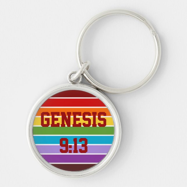 Rainbow Stripes, Genesis 9:13 Keychain (Front)