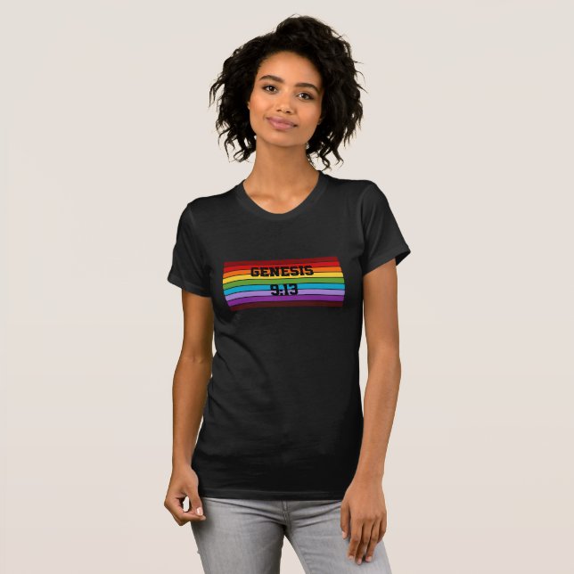 Rainbow Stripes, Genesis 9:13 T-Shirt (Front Full)