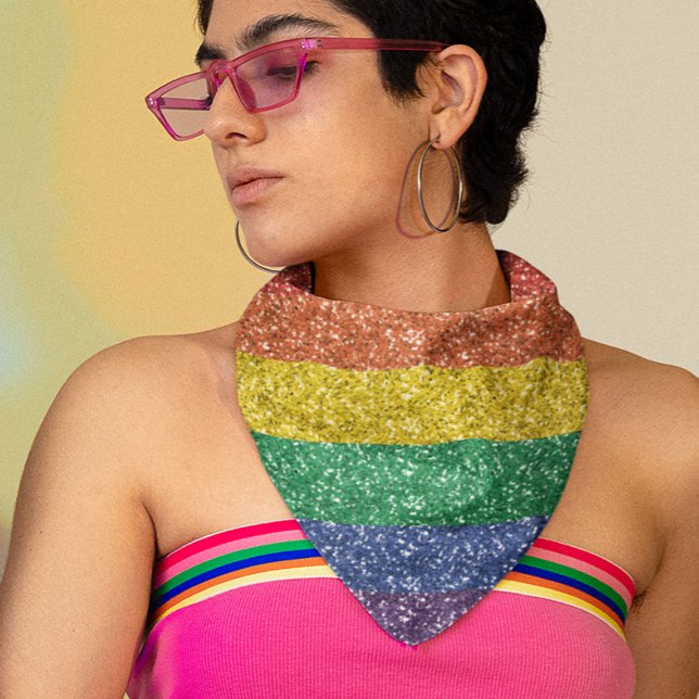 Rainbow Stripes Glitter Look Bandana (Creator Uploaded)