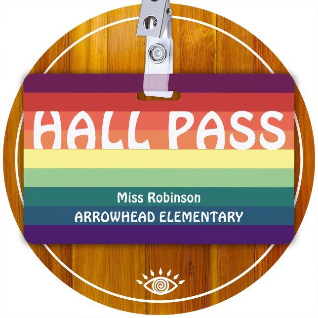 Rainbow Stripes Hall Pass Badge for Teachers (Creator Uploaded)