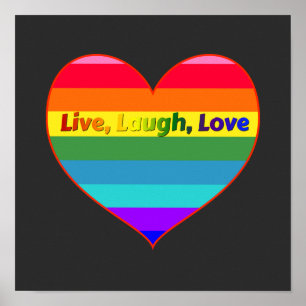 Rainbow Stripes Heart  Poster