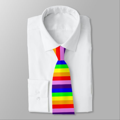 Rainbow Stripes Horizontal Classic Bright Colorful Neck Tie