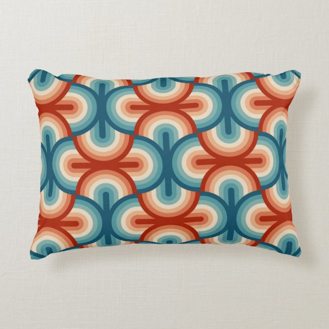 Rainbow stripes illustration pattern accent pillow (Front)