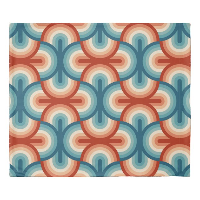 Rainbow stripes illustration pattern duvet cover (Front)