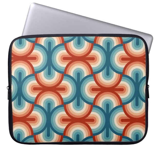 Rainbow stripes illustration pattern laptop sleeve (Front)