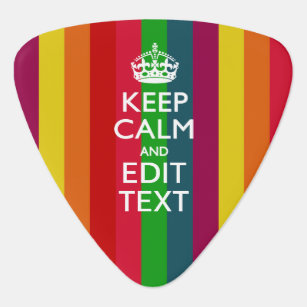 Rainbow Stripes Keep Calm And Your Text Customise Guitar Pick