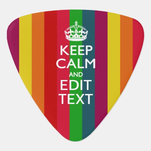 Rainbow Stripes Keep Calm And Your Text Customize Guitar Pick