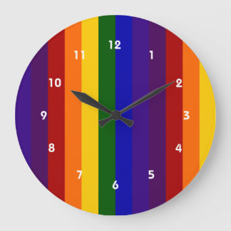 Rainbow Stripes Large Clock