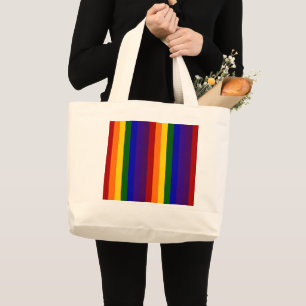 Rainbow Stripes Large Tote Bag