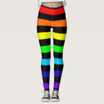 Rainbow Stripes Leggings<br><div class="desc">Multicoloured leggings with alternating rainbow and black horizontal stripes.</div>