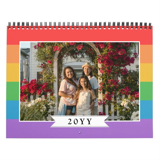 Rainbow Stripes LGBT Family Photos Calendar (Cover)
